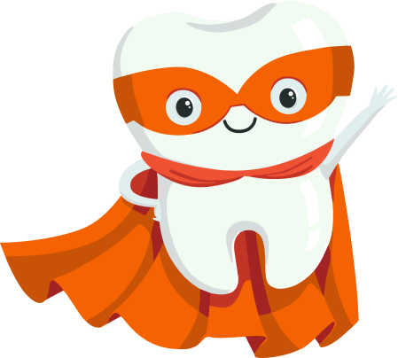 Superhero tooth mascot